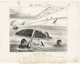 A New Way to Float Down the River of Life, plate three from Les Canotiers Parisiens, 1843,