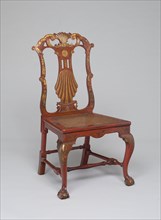 Chair, c. 1735, Attributed to Giles Grendey (English, 1693–1780), England, Wood with red and gold