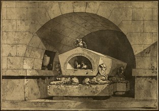 Tomb with Sphinxes and an Owl, 1779–84, Louis Jean Desprez, French, 1743-1804, France, Etching and