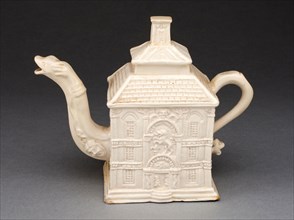 Teapot, c. 1750, Staffordshire, England, Staffordshire, Salt-glazed stoneware, 13 x 15.9 x 7.3 cm