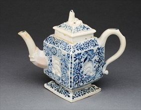 Teapot, c. 1750, Staffordshire, England, Staffordshire, Salt-glazed stoneware, cobalt blue
