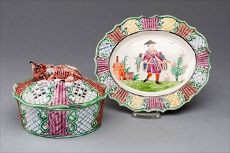 Covered Butter Dish and Stand, c. 1760, Staffordshire, England, Staffordshire, Salt-glazed