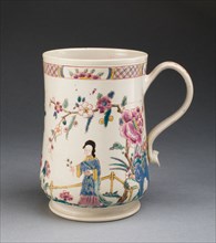 Tankard, c. 1760, Staffordshire, England, Staffordshire, Salt-glazed stoneware, polychrome enamels,