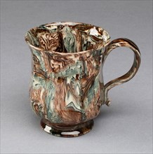 Cup, 1750/59, Staffordshire, England, Staffordshire, Lead-glazed earthenware (agateware), 7 x 8.3 x