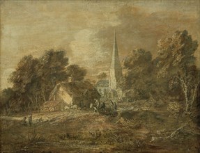 Wooded Landscape with Village Scene, early 1770s  (not later than 1772), Thomas Gainsborough,