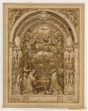 Coronation of the Virgin, with the Martyrdom of Saint Lawrence, c. 1570, Federico Zuccaro, Italian,