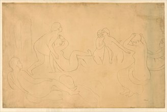 Bathers in a Forest, 1895/97, Pierre Auguste Renoir, French, 1841–1919, France, Graphite on tan