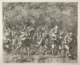 Bacchanal, c. 1550, Giulio Sanuto, Italian, active 1540-1580, Italy, Engraving in black on two