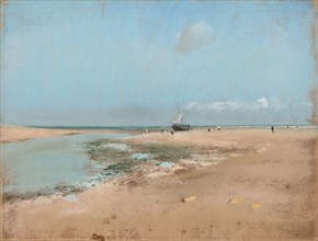 Beach at Low Tide (Mouth of the River), 1869, Edgar Degas, French, 1834–1917, France, Pastel on