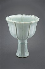 Stemcup with Pearl-Edged Lobes and Central Floret, Yuan dynasty (1271–1368), China, Qingbai ware,
