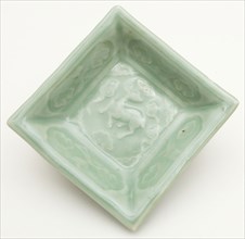 Square Dish with Symbols of Longevity and Immortality (Deer, Bats, Fungus, and Clouds) and the