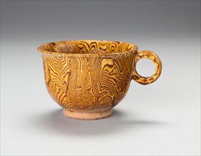 Ring-Handled Cup, Tang dynasty (618–906), China, Marbled earthenware with clear glaze, H. 9.5 cm (3