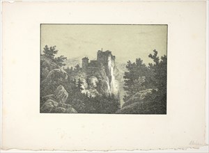 Ruins of a Castle, 1825/27, Carl Blechen, German, 1798-1840, Germany, Lithograph with olive-green