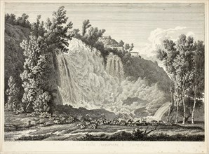 Waterfall Above Tivoli, from Malerisch radirte Prospecte aus Italien, 1792, Albert Christoph Dies,