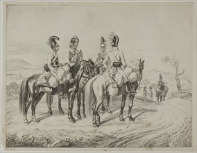 Four Cuirassiers on an Incline, 1818, Johann Christoph Erhard, German, 1795-1822, Germany,