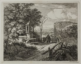 Wood Gatherer with a Boy, plate two from Die zwei grossen Landschaften mit den Betsäulen, 1817,