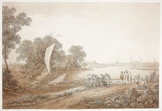 View of Dresden from Pieschen, c. 1805, Adrian Zingg, Swiss, 1734-1816, Switzerland, Brush and