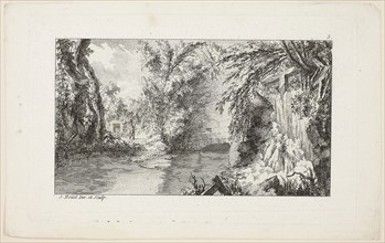 Landscape with a Walker and a Cascade, plate 5 from the second suite Livre de paysages (Book of