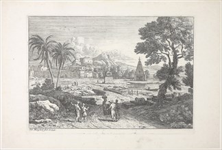 Landscape with Two Palms, 1752, Adrien Manglard, French, 1695-1760, France, Etching on ivory laid