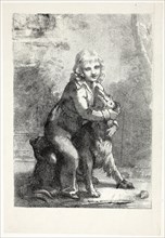 Child with Dog, 1822, Pierre-Paul Prud’hon, French, 1758-1823, France, Lithograph in black, with