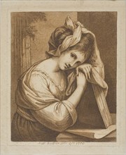 Woman Resting Her Head on a Book, 1770, Angelica Kauffmann, Swiss, 1741-1807, Switzerland, Etching
