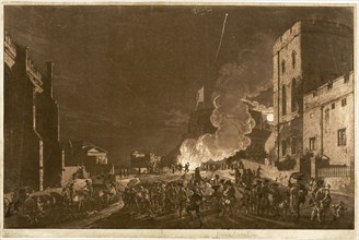 Windsor Castle from the Lower Court on the Fifth of November—Fireworks, 1776, Paul Sandby, English,