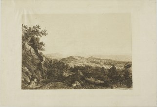 View of Ariccia, 1853, George Loring Brown, American, 1814-1889, United States, Etching on cream