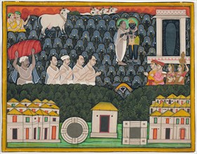 Pratham Milan, Shrinathji revealing himself to Vallabhacharya on Mount Govardhan, Early 19th