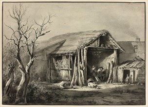 A Peasant Seated in a Shed, 1800/09, Jean Jacques de Boissieu, French, 1736-1810, France, Pen and