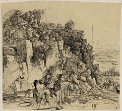 Mountainous Landscape with Horsemen, n.d., Rodolphe Bresdin, French, 1825–1885, France, Pen and