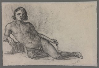 Male Nude, 1863/66, Paul Cèzanne, French, 1839–1906, France, Black chalk, with touches of stumping,