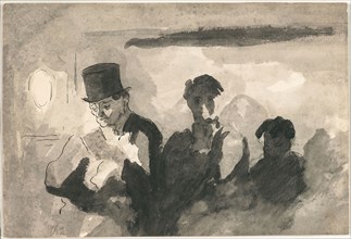 Third Class Carriage, 1864, Honoré Victorin Daumier, French, 1808-1879, France, Brush and black ink