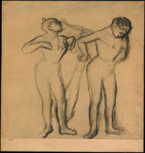 Three Dancers, 1895/1900, Edgar Degas, French, 1834-1917, France, Charcoal and wetted charcoal,