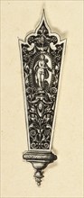 Knife Handle (Lucretia), c. 1588, Theodor de Bry, Flemish, 1538–1598, Flanders, Engraving in black
