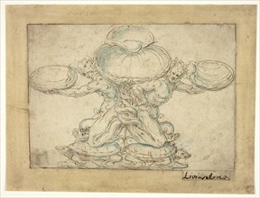 Design for a Salt Cellar or a Table Fountain, n.d., Livio Agresti, Italian, 1508–1579, Italy, Pen