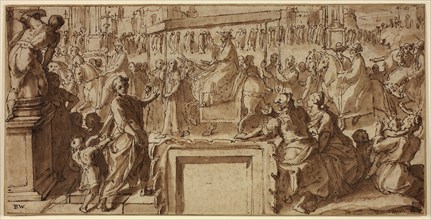 Saint Charles Borromeo Entering the Town of Pavia: Design for a Wall Decoration, c. 1604, Cesare