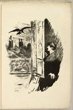 At the window (Open here I flung the shutter…), from The Raven (Le Corbeau), 1875, Édouard Manet