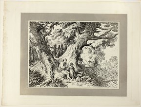 Old Trees with Old Man, a Girl, and a Dog, from the first issue of Specimens of Polyautography,