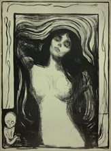 Madonna, 1895, Edvard Munch, Norwegian, 1863-1944, Norway, Lithograph in black on green wove paper,