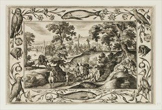 Deer Hunt, from Landscapes with Old and New Testament Scenes and Hunting Scenes, 1584, Adriaen