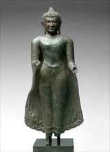 Standing Buddha, Pagan period, 11th/12th century, Burma (now Myanmar), Burma, Bronze inlaid with