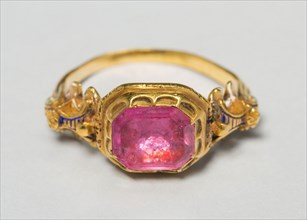 Ring, 1525/1575, Probably Italian, Gold, tourmaline, and enamel, Bezel: 1.3 × 1 × 0.5 cm (1/2 × 3/8