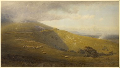 A View on the South Downs, 1871, Henry George Hine, English, 1811-1895, England, Watercolor and