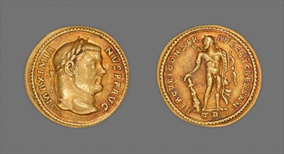 Aureus (Coin) Portraying Emperor Maximianus Herculius, 303, Roman, minted in Trier, Germany, Gold,