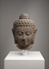 Head of Buddha, 9th century, Indonesia, Central Java, Central Java, Andesite, 40.6 × 24.2 × 24.8 cm