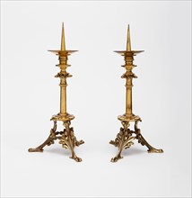 Pair of Altar Candlesticks, 1862, Eugène Emmanuel Viollet-le-Duc, French, 1814-1879, Made by
