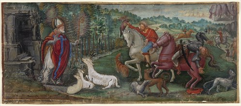 Miracle of the Deer of Saint Bassiano, from a Choir Book, 1500/10, Master B. F. (possibly Francesco