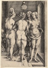 The Four Naked Women, 1497, Albrecht Dürer, German, 1471-1528, Germany, Engraving in black on ivory