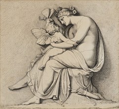Venus and Cupid, 1789, John Deare, English, 1759-1798, England, Pen and black ink on cream laid