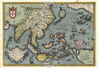 Map, Indiae Orientalis, insvlarvmque adiacientivm typvs, Abraham Ortelius (1527-1598), Copperplate